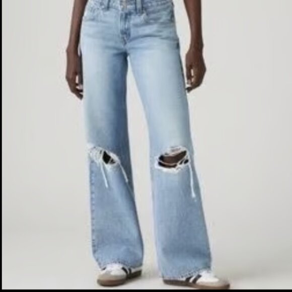 LEVIS LEVI'S LOOSE SUPER LOW TABLE TALK DESTROY JEANS NWOT 26 w - Picture 7 of 12
